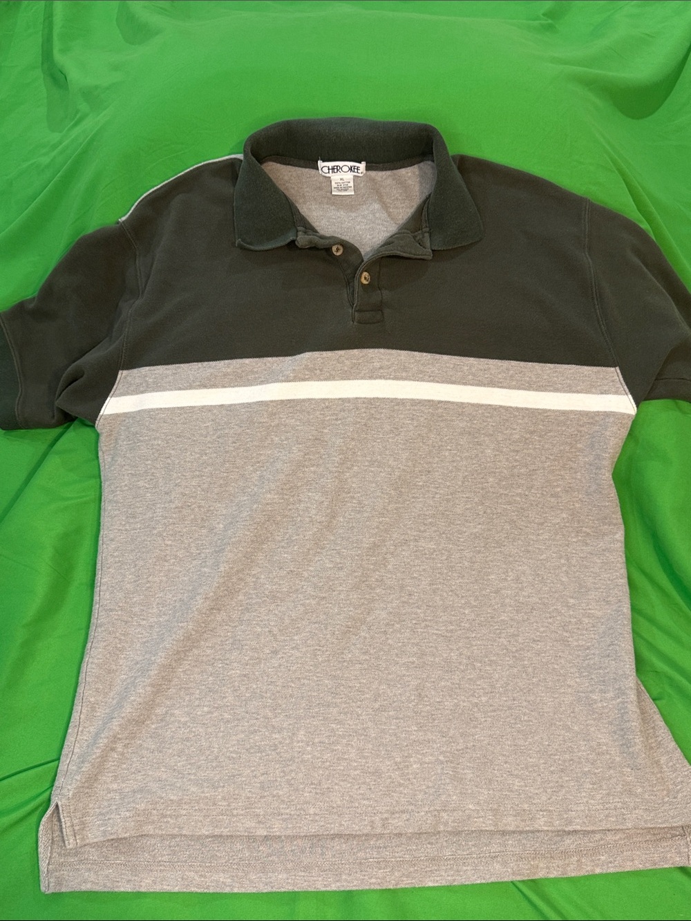 Cherokee Black and Gray Polo with White Chest Stripe